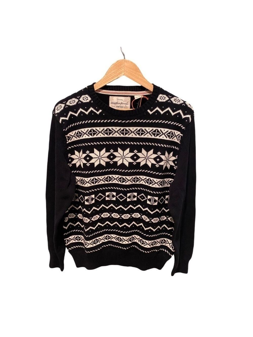 Weatherproof Navy/White Nordic Snowflake Fair Isle Christmas Sweater NWT Size L